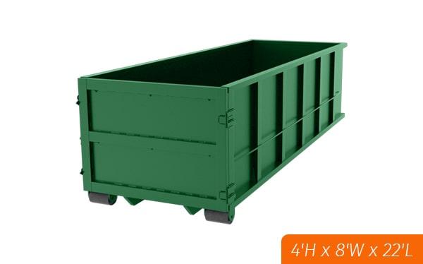 hazardous waste cannot be put in the 20-yard dumpsters as it needs to be disposed of in a special and regulated manner